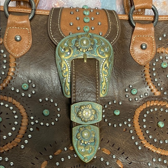 MONTANA WEST : Dark Brown Structured Tote Bag with Vegan Leather Material - Picture 3 of 15